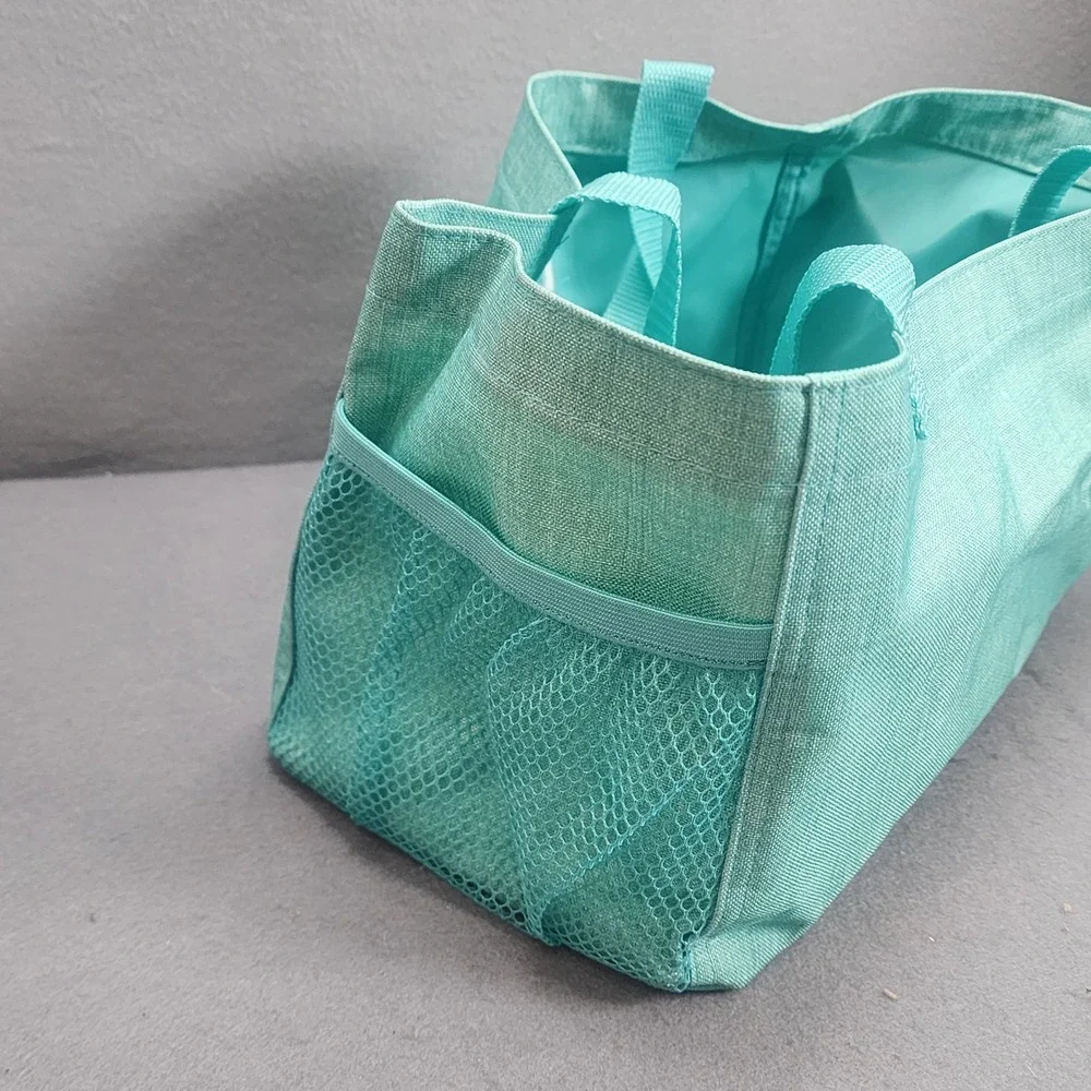 Thirty-One Tote Bag Aqua Teal Live Laugh Love Signature Collection Small Caddy